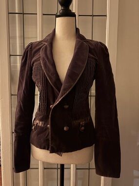 Lux Brown Velvet Tailored Blazer Jacket